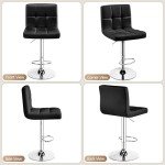 Yaheetech Bar Stools Set of 2, Adjustable PU Leather Swivel Barstools, Modern Counter Stools with Back and Footrest, Counter Height Barstools for Bar, Kitchen, Dining Room, Black