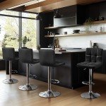 Yaheetech Bar Stools Set of 2, Adjustable PU Leather Swivel Barstools, Modern Counter Stools with Back and Footrest, Counter Height Barstools for Bar, Kitchen, Dining Room, Black
