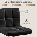 Yaheetech Bar Stools Set of 2, Adjustable PU Leather Swivel Barstools, Modern Counter Stools with Back and Footrest, Counter Height Barstools for Bar, Kitchen, Dining Room, Black