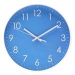 Epy Huts Modern Wall Clock Battery Operated Indoor Non-Ticking Silent Quartz Quiet Sweep Movement Wall Clock for Office,Bathroom,Living Room Decorative 10 Inch Blue