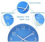 Epy Huts Modern Wall Clock Battery Operated Indoor Non-Ticking Silent Quartz Quiet Sweep Movement Wall Clock for Office,Bathroom,Living Room Decorative 10 Inch Blue