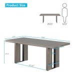 Gyfimoie 71" Large Dining Table, Rustic Farmhouse Dinner Table for 6 to 8 People, Rectangular Thick Kitchen Table with Heavy Duty Legs for Dining Room (Rustic Gray)