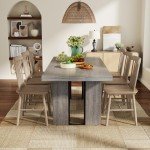 Gyfimoie 71" Large Dining Table, Rustic Farmhouse Dinner Table for 6 to 8 People, Rectangular Thick Kitchen Table with Heavy Duty Legs for Dining Room (Rustic Gray)