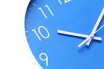 Epy Huts Modern Wall Clock Battery Operated Indoor Non-Ticking Silent Quartz Quiet Sweep Movement Wall Clock for Office,Bathroom,Living Room Decorative 10 Inch Blue