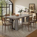Gyfimoie 71" Large Dining Table, Rustic Farmhouse Dinner Table for 6 to 8 People, Rectangular Thick Kitchen Table with Heavy Duty Legs for Dining Room (Rustic Gray)
