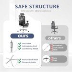 Ergonomic Office Chair, SGS Certified Class 4 Gas Cylinder, 400 LBS Capacity, Retractable Footrest, Adjustable Lumbar Support, Breathable Mesh（Black and Grey）