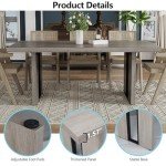 Gyfimoie 71" Large Dining Table, Rustic Farmhouse Dinner Table for 6 to 8 People, Rectangular Thick Kitchen Table with Heavy Duty Legs for Dining Room (Rustic Gray)