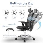 Ergonomic Office Chair, SGS Certified Class 4 Gas Cylinder, 400 LBS Capacity, Retractable Footrest, Adjustable Lumbar Support, Breathable Mesh（Black and Grey）