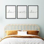 Heiple Set of 3 Framed Farmhouse Home Sweet Home Sign 11’’x14’’ Above Bed Wall Decor for Bedroom Decor and Living Room Wall Art Wood Signs (Black, 11''x14)