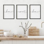 Heiple Set of 3 Framed Farmhouse Home Sweet Home Sign 11’’x14’’ Above Bed Wall Decor for Bedroom Decor and Living Room Wall Art Wood Signs (Black, 11''x14)