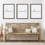 Heiple Set of 3 Framed Farmhouse Home Sweet Home Sign 11’’x14’’ Above Bed Wall Decor for Bedroom Decor and Living Room Wall Art Wood Signs (Black, 11''x14)