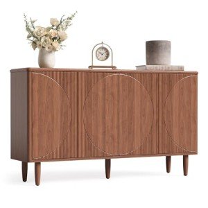 LITTLE TREE 59-Inch Buffet Cabinet Sideboard with Storage, Modern Sideboard Buffet Table with Doors for Living Room, Dining Room
