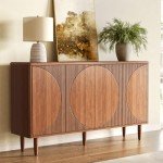 LITTLE TREE 59-Inch Buffet Cabinet Sideboard with Storage, Modern Sideboard Buffet Table with Doors for Living Room, Dining Room