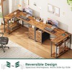 Huuger L Shaped Desk with Power Outlets, Computer Desk with 3 Drawers, 47 Inch Office Desk with Shelves, Gaming Desk, Corner Desk Work Desk for Home Office, Study, Rustic Brown