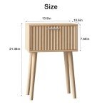 LAATOOREE Nightstands Set of 2, Small Side Table, Bedside Table with Fluted Door, Solid Wood Feet; Modern Mid-Century End Table for Bedroom, Small Space (Natural)