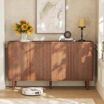 LITTLE TREE 59-Inch Buffet Cabinet Sideboard with Storage, Modern Sideboard Buffet Table with Doors for Living Room, Dining Room
