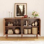 LITTLE TREE 59-Inch Buffet Cabinet Sideboard with Storage, Modern Sideboard Buffet Table with Doors for Living Room, Dining Room