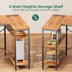Huuger L Shaped Desk with Power Outlets, Computer Desk with 3 Drawers, 47 Inch Office Desk with Shelves, Gaming Desk, Corner Desk Work Desk for Home Office, Study, Rustic Brown