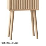 LAATOOREE Nightstands Set of 2, Small Side Table, Bedside Table with Fluted Door, Solid Wood Feet; Modern Mid-Century End Table for Bedroom, Small Space (Natural)