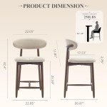 COLAMY Bar Stools Set of 2, Counter Height Bar Stools, Upholstered Counter Stools with Wood Legs for Kitchen Island Dining Room Bar, Beige