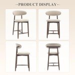 COLAMY Bar Stools Set of 2, Counter Height Bar Stools, Upholstered Counter Stools with Wood Legs for Kitchen Island Dining Room Bar, Beige