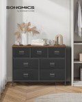 SONGMICS Dresser for Bedroom, Storage Organizer Unit with 7 Fabric Drawers, Chest of Drawers, Steel Frame, for Living Room, Entryway, Rustic Brown and Black ULTS227B01