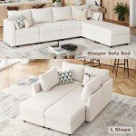 Huatean Home 114.17" Modular Sectional Sofa, 6 Seat Modular Couch with Storage, Memory Foam, Convertible Sectional Couches for Living Room, U Shaped Comfy Modular Sofa with Chaise, Beige