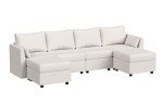 Huatean Home 114.17" Modular Sectional Sofa, 6 Seat Modular Couch with Storage, Memory Foam, Convertible Sectional Couches for Living Room, U Shaped Comfy Modular Sofa with Chaise, Beige