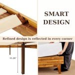 Bme Caden 15 Inch Deluxe Bed Frame with Adjustable Headboard - Mid Century, Retro Style with Acacia Wood - No Box Spring Needed - 12 Strong Wood Slat Support - Easy Assembly - Caramel, Queen