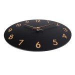 JoFomp Wall Clocks Battery Operated, 12 Inch Silent Non Ticking Wood Modern Wall Clock, Quartz Black and Gold Wall Clock Decorative for Living Room Decor Kitchen Bedroom Office Home