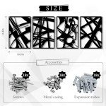 Zzbakress 4 Pieces Abstract Metal Wall Art, Minimalist Art Decoration, Paintings Wall Decor, 3D Structure Sculptures Decor for Living Room Bedroom Bathroom Office (Black style 1)