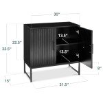 Best Choice Products Slatted Sideboard Buffet Cabinet, Entryway Table, Accent Storage Cabinet, Console Table for Hallway, Living Room, Dining Room – Black