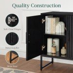 Best Choice Products Slatted Sideboard Buffet Cabinet, Entryway Table, Accent Storage Cabinet, Console Table for Hallway, Living Room, Dining Room – Black