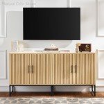 Best Choice Products Slatted Sideboard Buffet Cabinet, Entryway Table, Accent Storage Cabinet, Console Table for Hallway, Living Room, Dining Room – Black