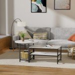 WOHOMO Coffee Table, White Modern Coffee Tables for Living Room, Detachable 2 Small Coffee Tables, Faux White Marble