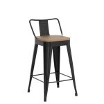 POINTANT Bar Stools Set of 4 Metal Bar Stool Counter Height Bar Stools 26" Black Modern Bar Chairs with Back and Wooden Seat Bar Stools Counter Height