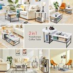 WOHOMO Coffee Table, White Modern Coffee Tables for Living Room, Detachable 2 Small Coffee Tables, Faux White Marble