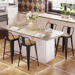 POINTANT Bar Stools Set of 4 Metal Bar Stool Counter Height Bar Stools 26" Black Modern Bar Chairs with Back and Wooden Seat Bar Stools Counter Height