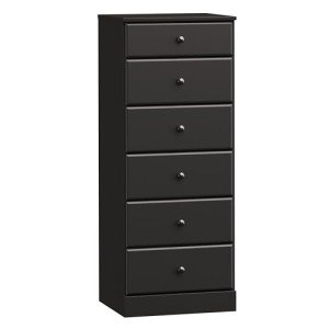Prepac Astrid Tall Black Dresser: 16"D x 20"W x 52"H, 6-Drawer Chest for Bedroom by Prepac - Perfect Chest of Drawers for Ample Storage