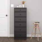 Prepac Astrid Tall Black Dresser: 16"D x 20"W x 52"H, 6-Drawer Chest for Bedroom by Prepac - Perfect Chest of Drawers for Ample Storage