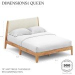 DG Casa Vandermark Solid Wood Easy Install Queen Bed Frame with Unique Headboard and Wooden Slat Support Included No Box Spring Required - Beige Walnut