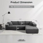 ovios 104" Cloud Sectional Couch with L-Shape Chaise,Modern Modular Sofa with Deep Seat, Upholstered Couches for Living Room Bedroom,No Assembly Required, Grey (Corduroy Fabric)