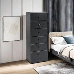Prepac Astrid Tall Black Dresser: 16"D x 20"W x 52"H, 6-Drawer Chest for Bedroom by Prepac - Perfect Chest of Drawers for Ample Storage