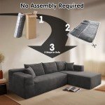 ovios 104" Cloud Sectional Couch with L-Shape Chaise,Modern Modular Sofa with Deep Seat, Upholstered Couches for Living Room Bedroom,No Assembly Required, Grey (Corduroy Fabric)