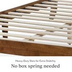 DG Casa Vandermark Solid Wood Easy Install Queen Bed Frame with Unique Headboard and Wooden Slat Support Included No Box Spring Required - Beige Walnut