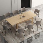 Fingertip WD Extendable Dining Table for 6-10 Person, Wooden Dining Room Table, Modern Extendable Table for Gatherings, Meeting for Small Kitchens, Dining Office Areas(Natural)