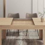 Fingertip WD Extendable Dining Table for 6-10 Person, Wooden Dining Room Table, Modern Extendable Table for Gatherings, Meeting for Small Kitchens, Dining Office Areas(Natural)