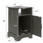 RoyalCraft Nightstand Set of 2, Grey End Table with Charging Station, Tall Farmhouse Bedside Table with Large Storage and Shelf, Wooden Side Table with for Bedroom, Home Office, Dark Grey