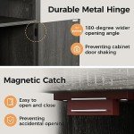 RoyalCraft Nightstand Set of 2, Grey End Table with Charging Station, Tall Farmhouse Bedside Table with Large Storage and Shelf, Wooden Side Table with for Bedroom, Home Office, Dark Grey