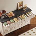 IRONCK Buffet Cabinet with Storage, Sideboard Storage Cabinet, Kitchen Cabinet with Drawers and Doors for Living Room, Dining Room